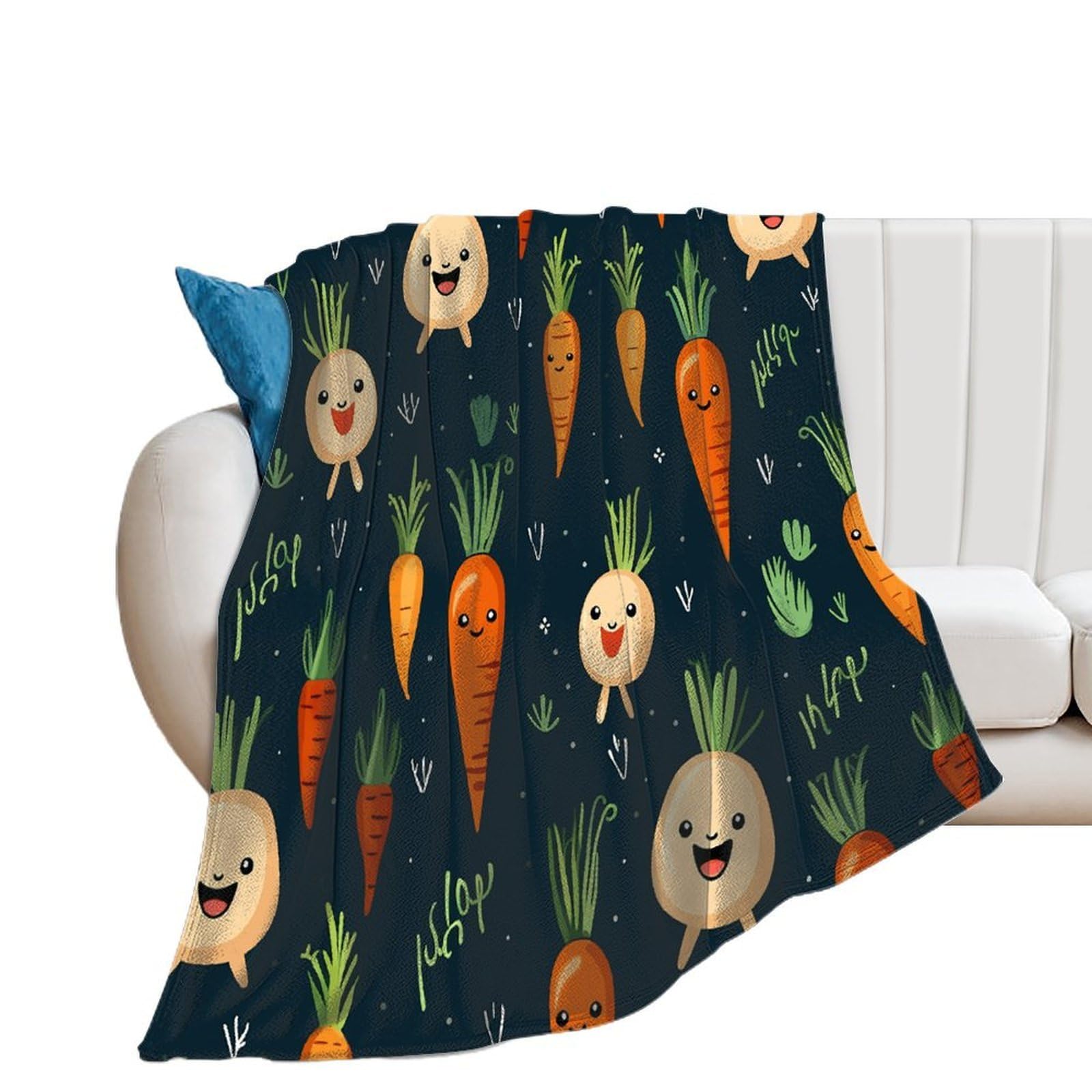 Happy Carrot Throw Blanket for Couch Super Soft Warm Lightweight Throw Blankets Cozy Flannel Thick Warm Blanket Decorative and Giftable Blankets Suitable for All Seasons