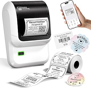 Stampante per etichette, etichettatrice Bluetooth M100, autoadesiva, con etichette, stampante termica per vendita al dettaglio, codice a barre, indirizzo, abbigliamento (White)