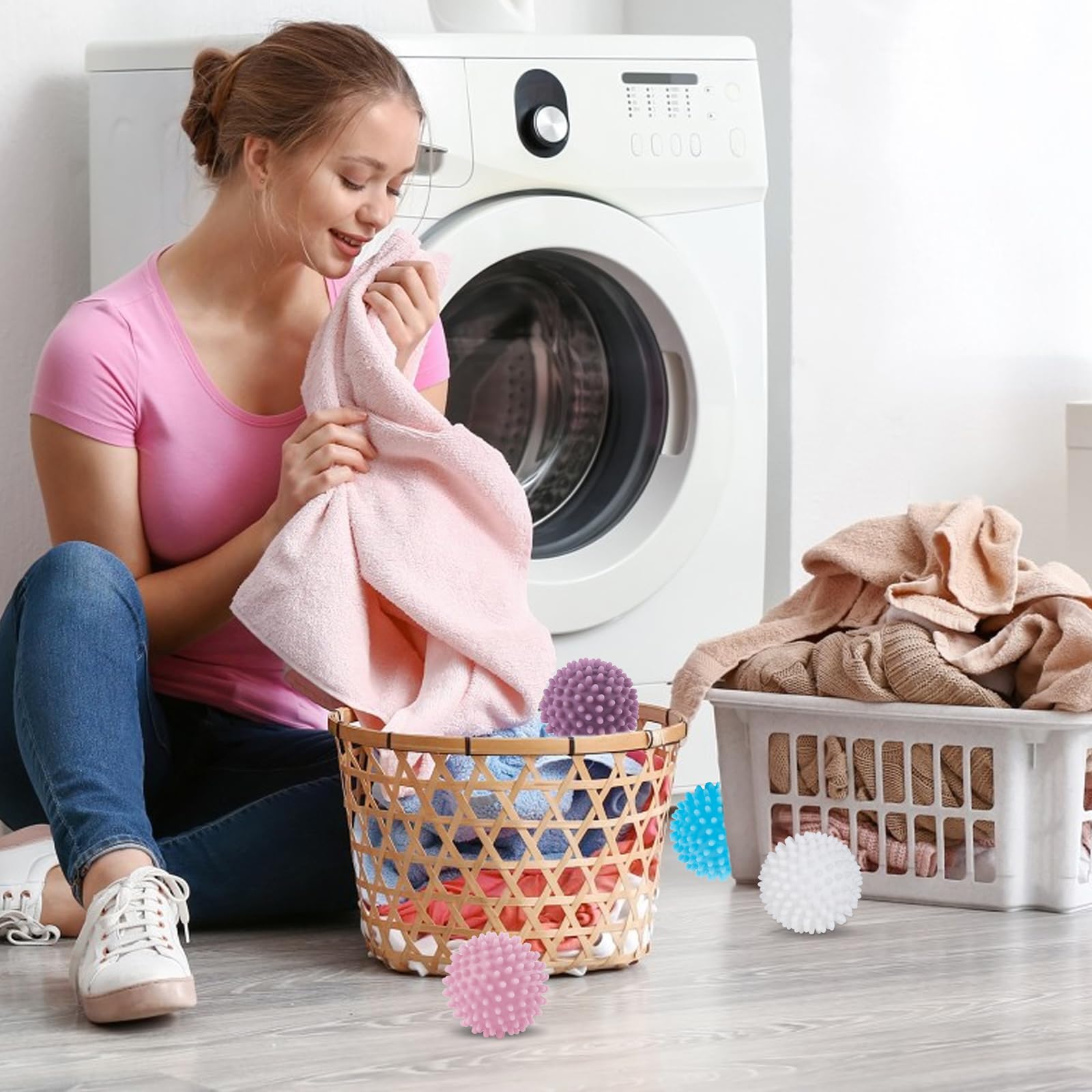 Kule do suszarki, 8 sztuk kule do suszenia wielokrotnego użytku, kula do prania, kula do suszarki dla pralni, kulki do suszarki puszyste pranie