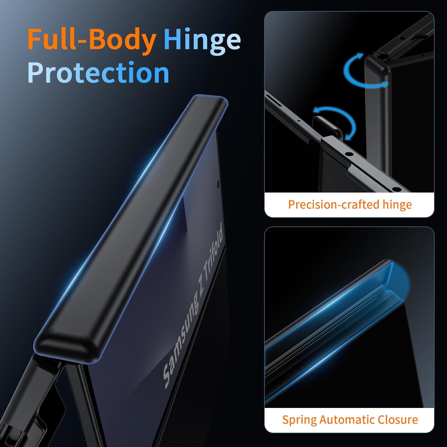 OWKEY for Samsung Galaxy Z Trifold Case with Magnetic Stand Compatible with MagSafe,Hinge Protection 360 Kickstand& Ring Holder Shockproof Translucent Bumper Cover Phone Case Samsung Z Trifold,Black