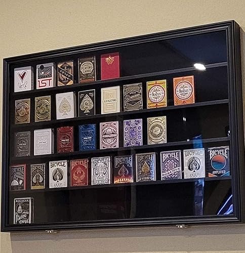 Displaygifts Playing Card Display Case Frame Holds 60 Decks Collectible Poker Cards Only Acrylic Door Uv Protection Black thumb #1