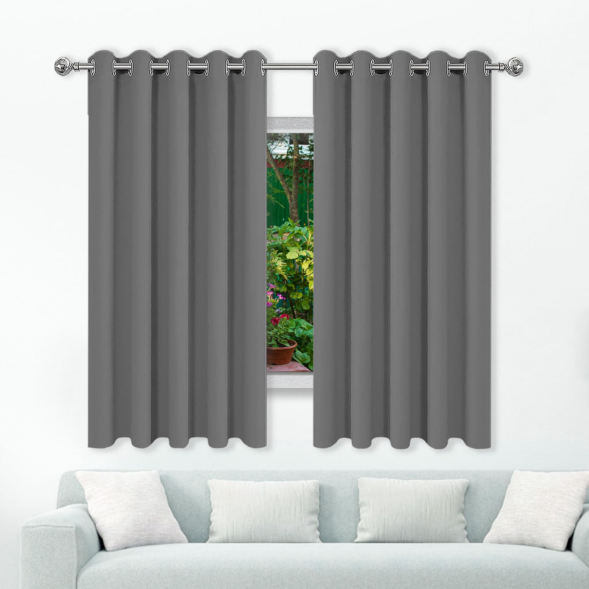 Rideau occultant gris foncé 440 x 225 cm en polyester isolant