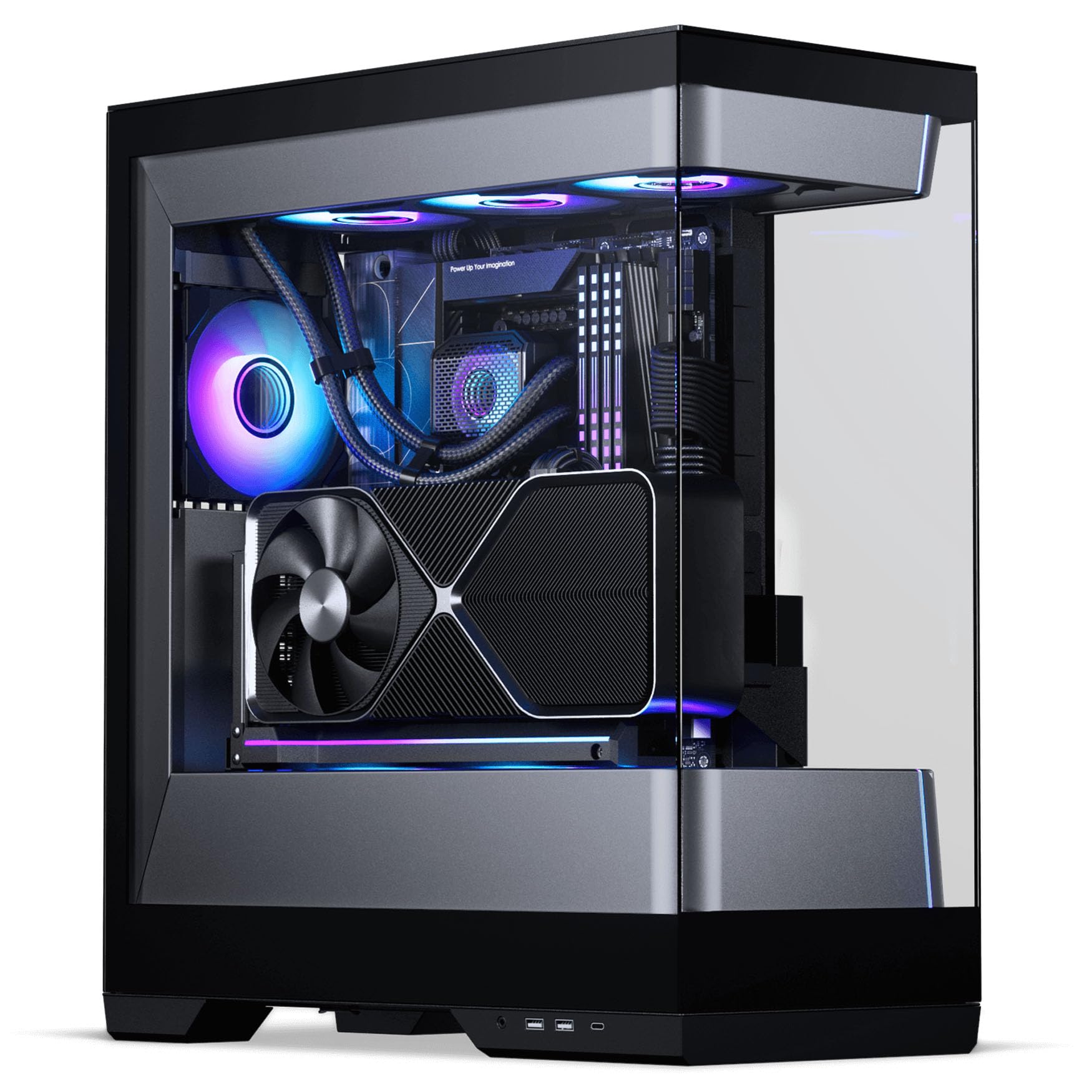 PHANTEKS Evolv S2 PC-Gehäuse Schwarz | E-ATX Midi-Tower mit Panorama-Glas, RGB, Back-Connect, 4X 120 mm Lüfter vorinstalliert