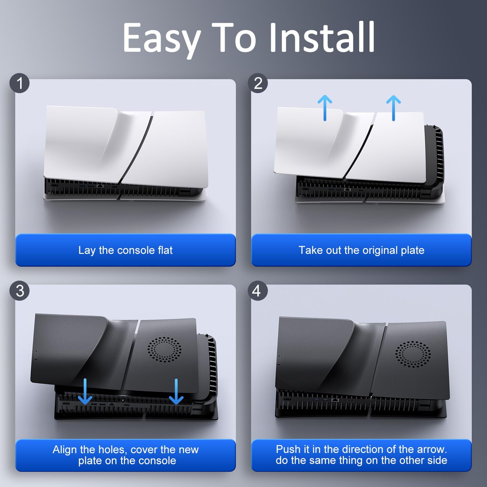 Cover per Ps5 Slim Disc Edition,Con Porta per Ventola Custodia per Piastra Rigida Nera per Playstation 5 Slim, Cover per Piastra Di Ricambio per Accessori Ps5 Slim Faceplate,Ferroso