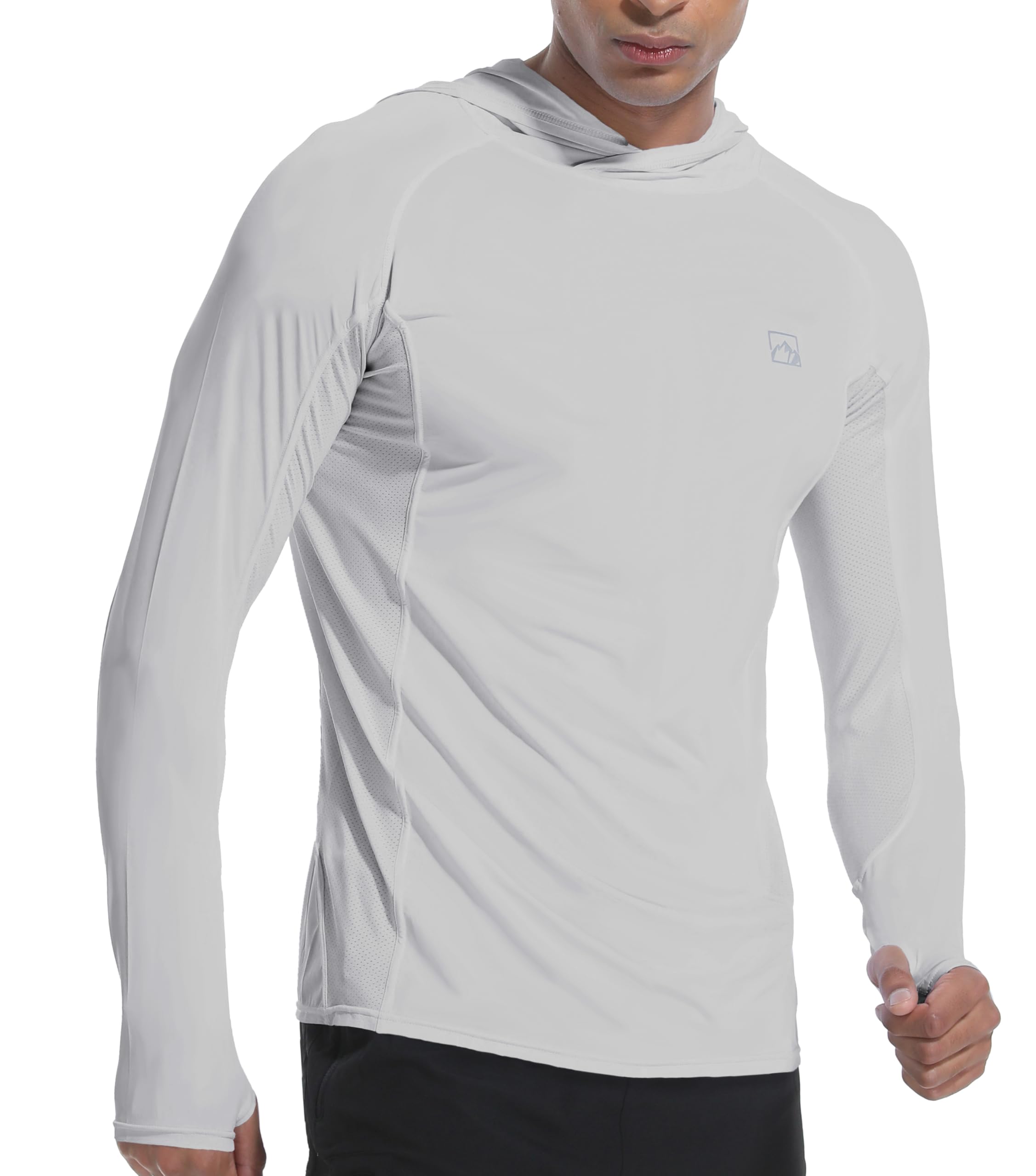 Men's UPF50+ Hoodie Shirts Rash Guard Long Sleeve UV Sun Protection Lightweight Quick Dry SPF Fishing Athletic Running Swim