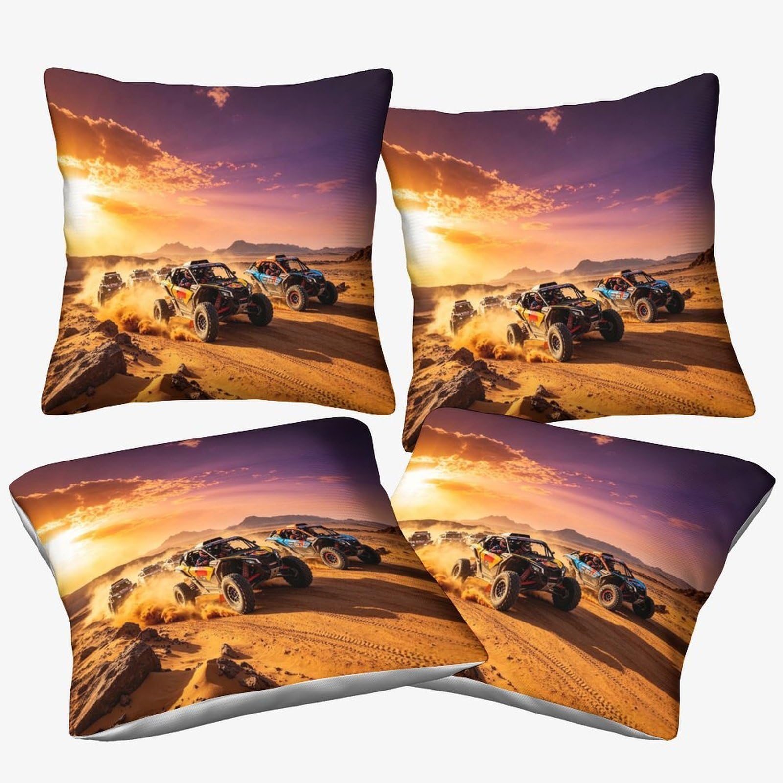 Dafufbw Desert Rally Microfiber Cushion Covers 40X40cm, 4Pcs, Soft Decorative Dusky Pink Throw Pillow Cases, Rally Raid Pillowcases With Invisible Zipper For Home Couch Sofa Bed