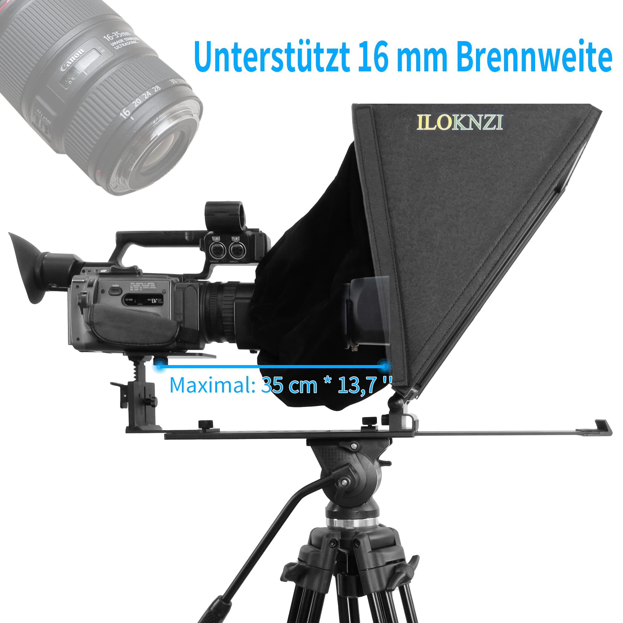 Teleprompter giratorio de 18 pulgadas con mando a distancia Bluetooth y software de etiquetado, herramienta de grabación de vídeo y videoconferencia adicional