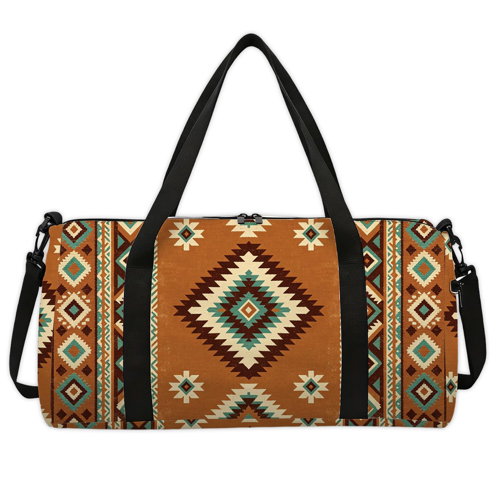 CONCHLERY Bohemian Patterns Sports Gym Bag Duffel Bags Foldable Gym Bag for Men Women Travel Workout Fitness, 17.7x7.87x9.44inches