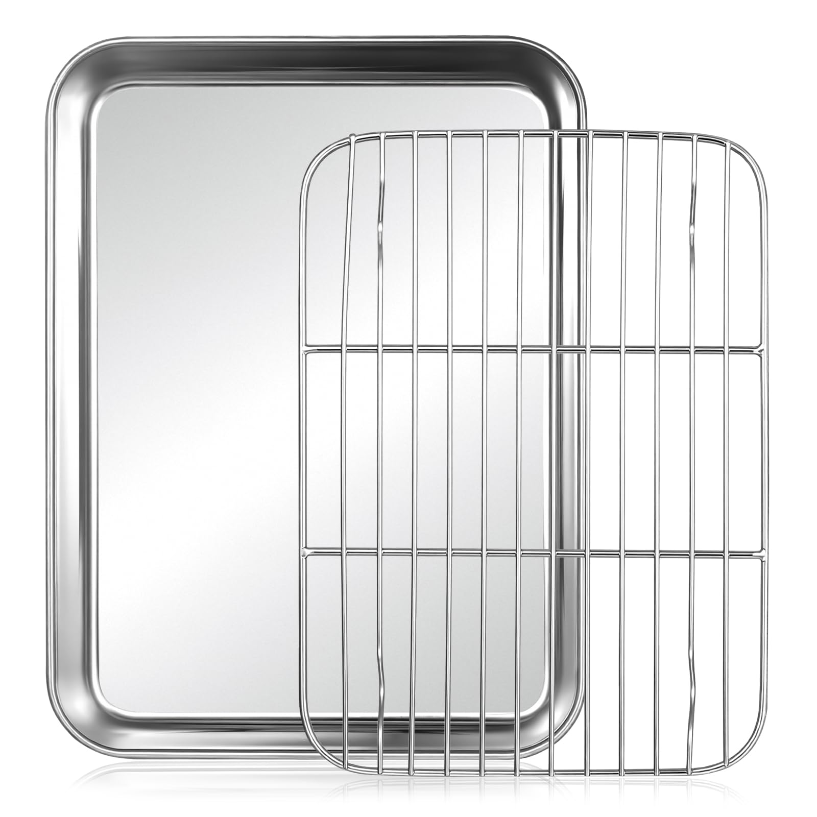 Wire Rack Baking Tray with Rack, Stainless Steel Baking Sheet with Wire Racks, Stainless Steel Deep Baking Sheets Pans, Oven Cooling Racks for Baking, Kitchen Tools(9.3 x 7 x 1.2)