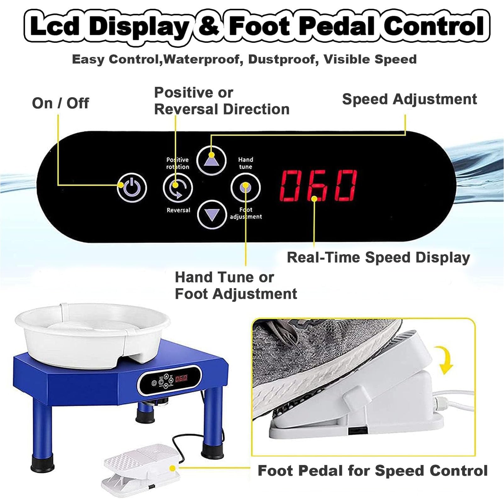 Pottery Wheel 350W Electric Pottery Machine DIY Clay Tool Kit With