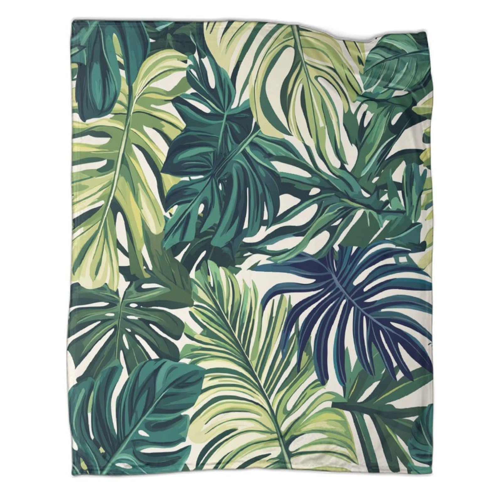 Kaiyun Style-13 Big Jungle Leaves Throws,Soft And Warm Plant Illustration Printed Flannel For Bed And Sofa 70X80inch(180X200cm)