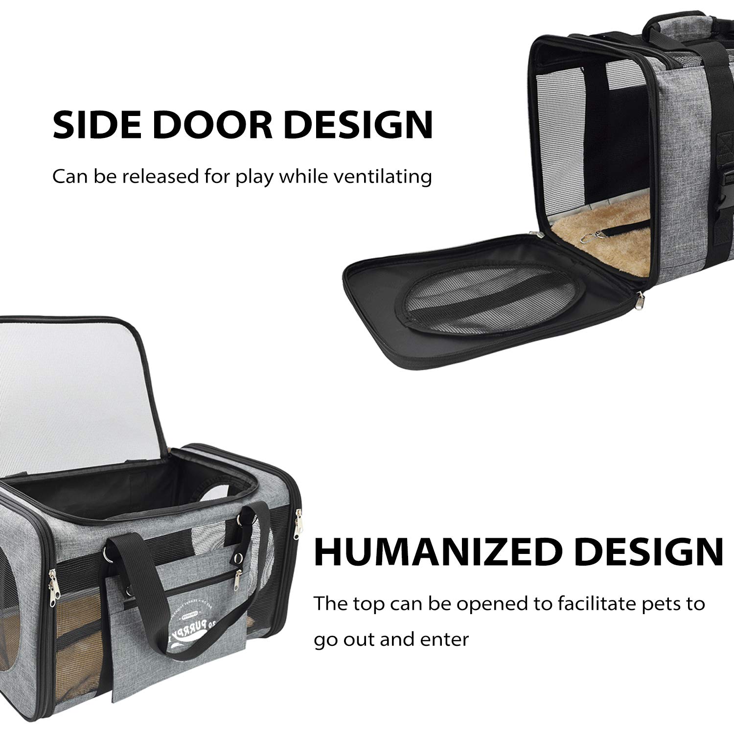 PETCUTE Transportín Perro Gato Bolsa De Transporte Plegable para Mascotas Jaulas para Perros Pequeño Medianos Coche Avion Cabina homologado Portador de Viaje hasta 10 Kg