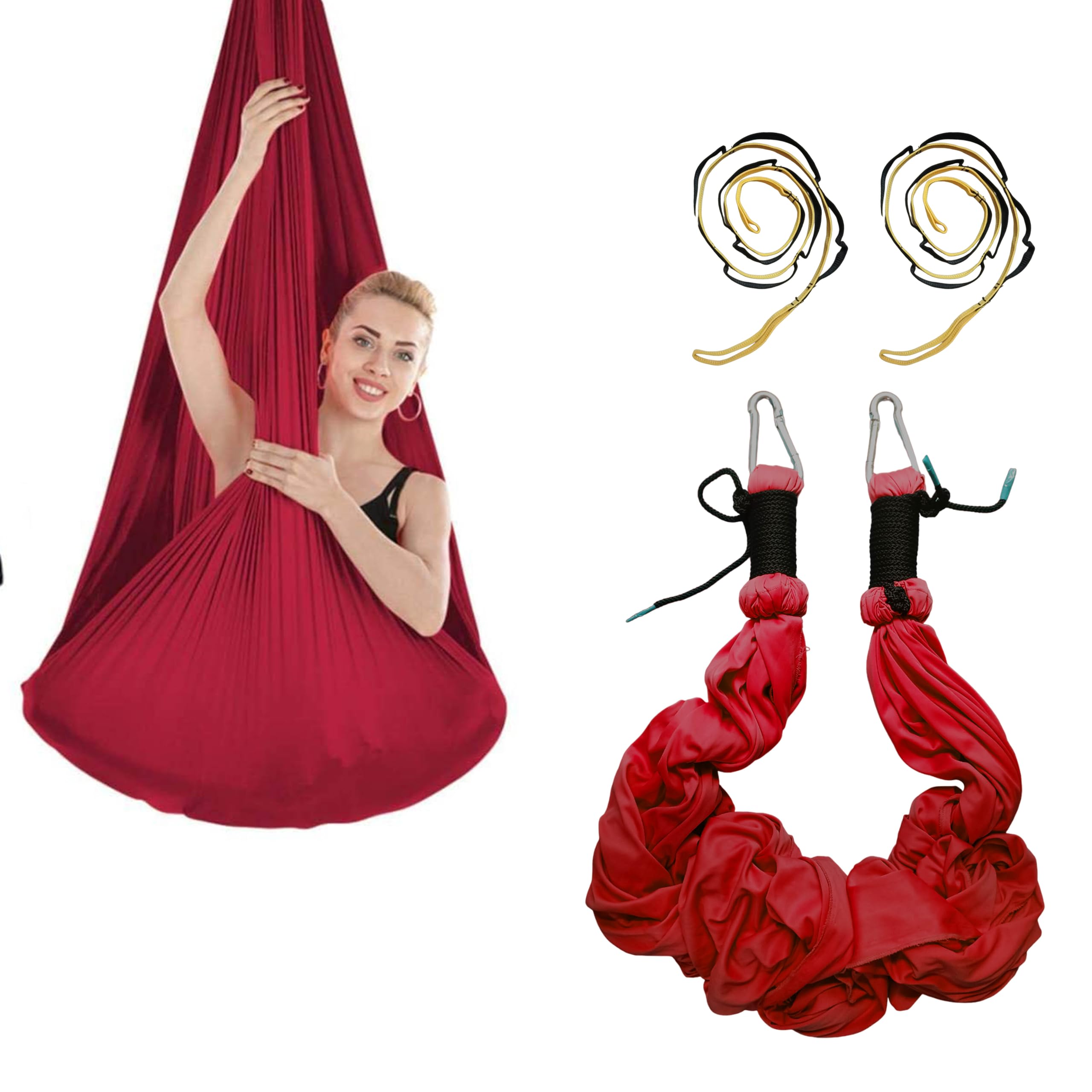 Streetup India® Lycra Fabric Aerial Yoga Hamock With Carabiner and Daisy Chain (Maroon) (B0CHQNXLL5) Amazon Price History, Amazon Price Tracker