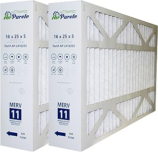 AirPurete Furnace Filters AP-LX16255 | Actual size : 15-3/4" x 24-3/4" x 4-3/8" | Nominal size : 16x25x5 PACK OF 2 FILTERS | Air Purete Furnace Filters AP-LX16255 | Actual size : 15-3/4" x 24-3/4" x 4-3/8" | Nominal size : 16x25x5 PACK OF 2 FILTERS | Replaces Lennox X6670,X6672, 19L16