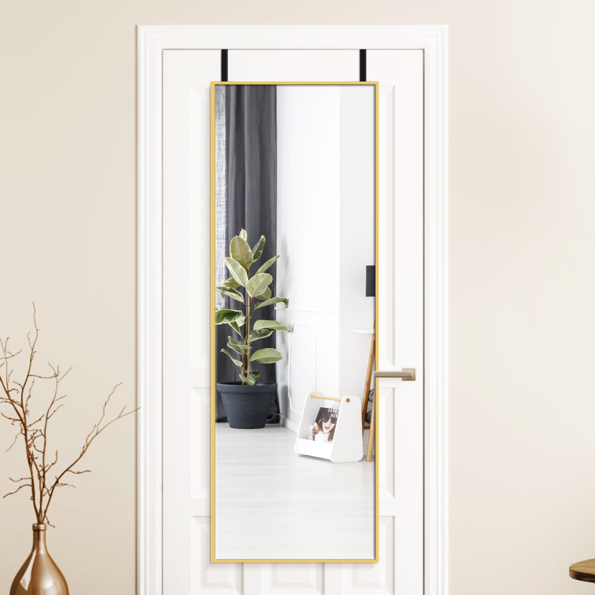 Alpen Gold Over The Door Mirror, 47x14 Inches Full Body Mirror Full Length