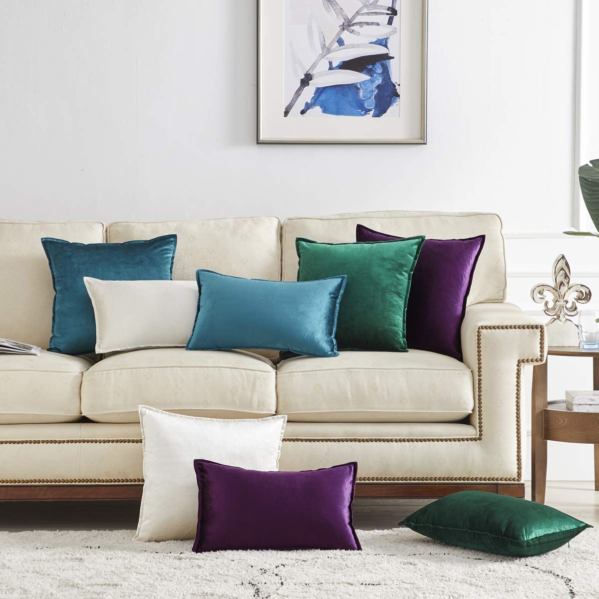 MIULEE Confezione da 2 Federde in Velluto Copricuscini di Decorativi Fodere Quadrate per Cuscino per Divano Camera da Letto Casa 50X50cm Army Green