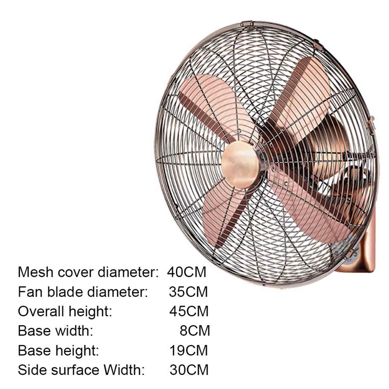 Ventilatore oscillante da parete, in metallo, design industriale retrò, con telecomando, 3 impostazioni di velocità, 3 modalità, funzionamento silenzioso