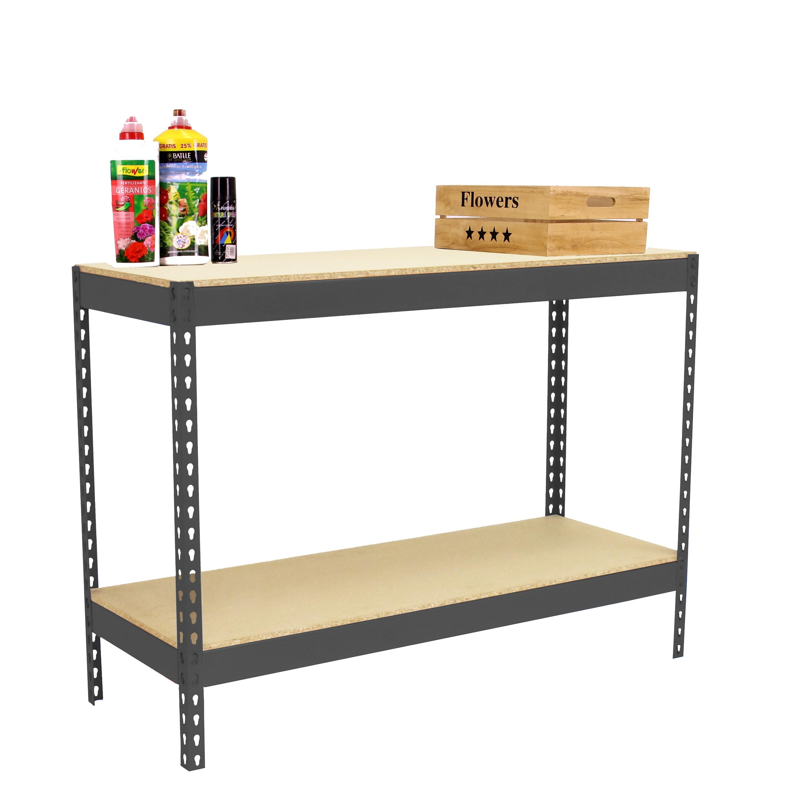 Simon Rack Banco de Trabajo Taller 1200x600 mm - BT Basic | Capacidad Carga 400 kg, Montaje sistema clic, Pintura anticorrosión, Antracita