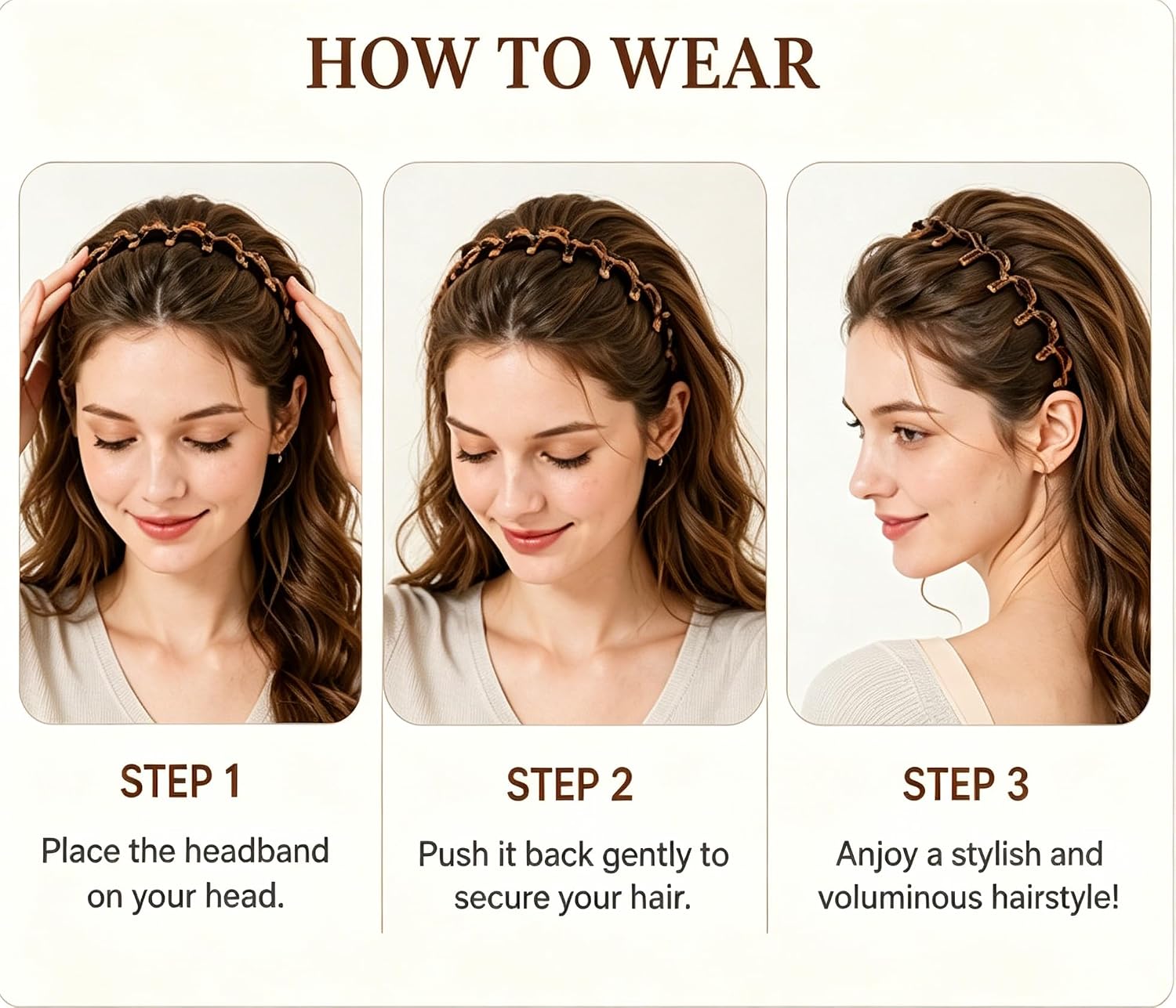 3 PCS U Shape Fashion Tooth Hair Comb Headband for Women image 5