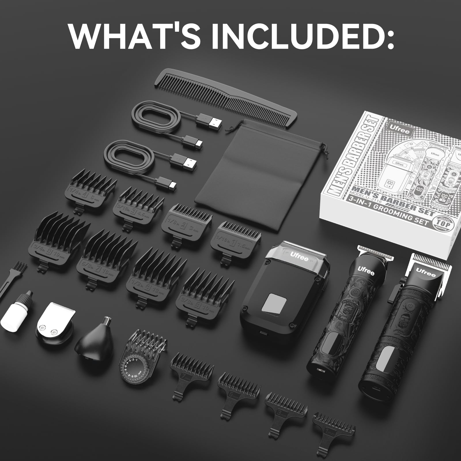 Ufree 3-in-1 Hair Clipper, Beard Trimmer and Foil Shaver Grooming Kit