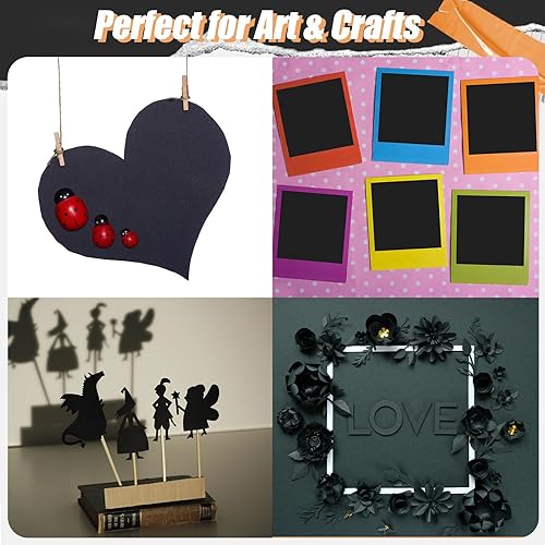 Miniatura 5 de 60 hojas de cartulina negra de 8.5 x 11 pulgadas de grosor, papel de construcción de tarjetas pesadas de 8.82 ozm, papel de impresora premium para