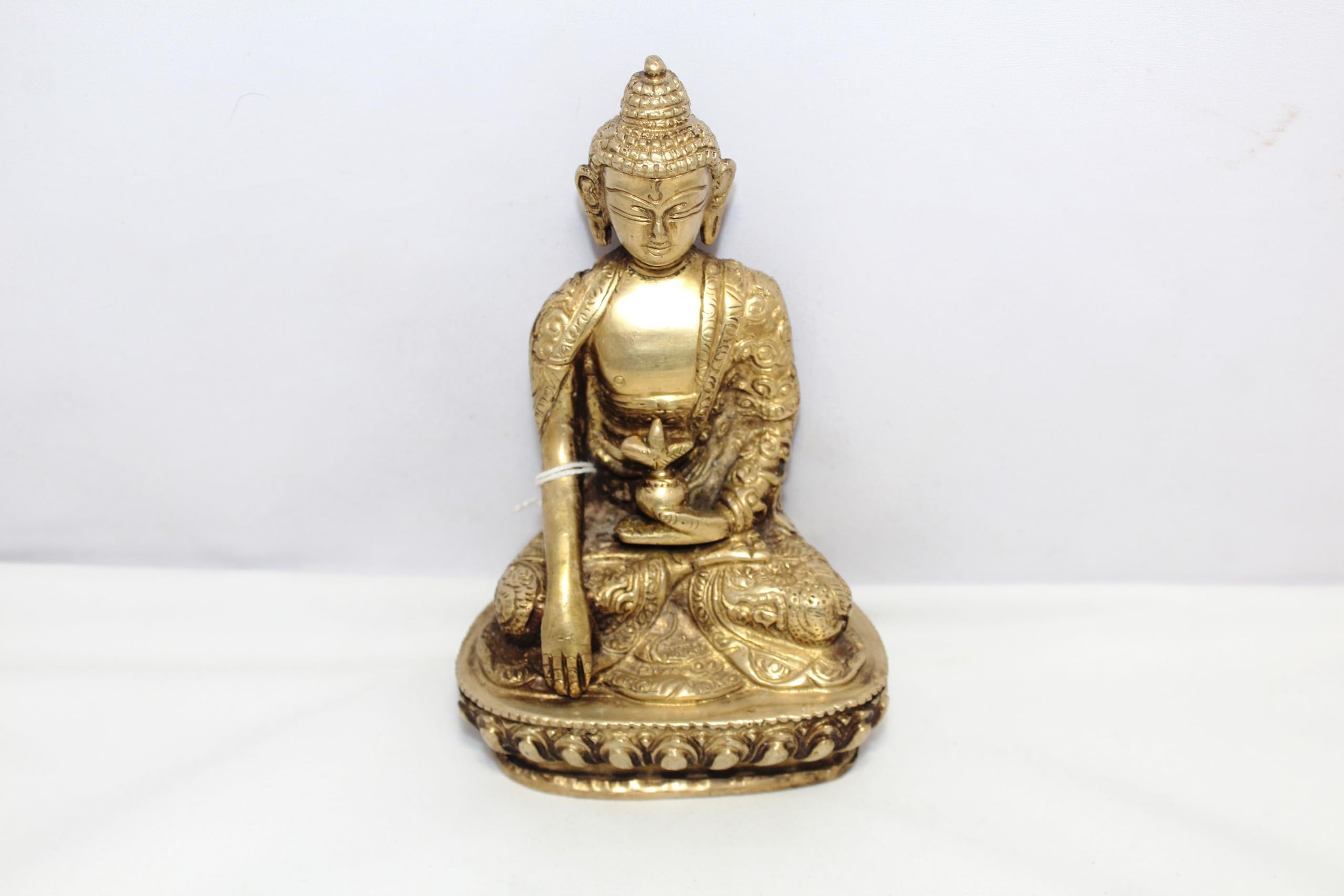 Rajasthan Gems Mosiężna statuetka Buddy buddyzm religia azjatycka dekoracja do domu figurka ręcznie grawerowana E368