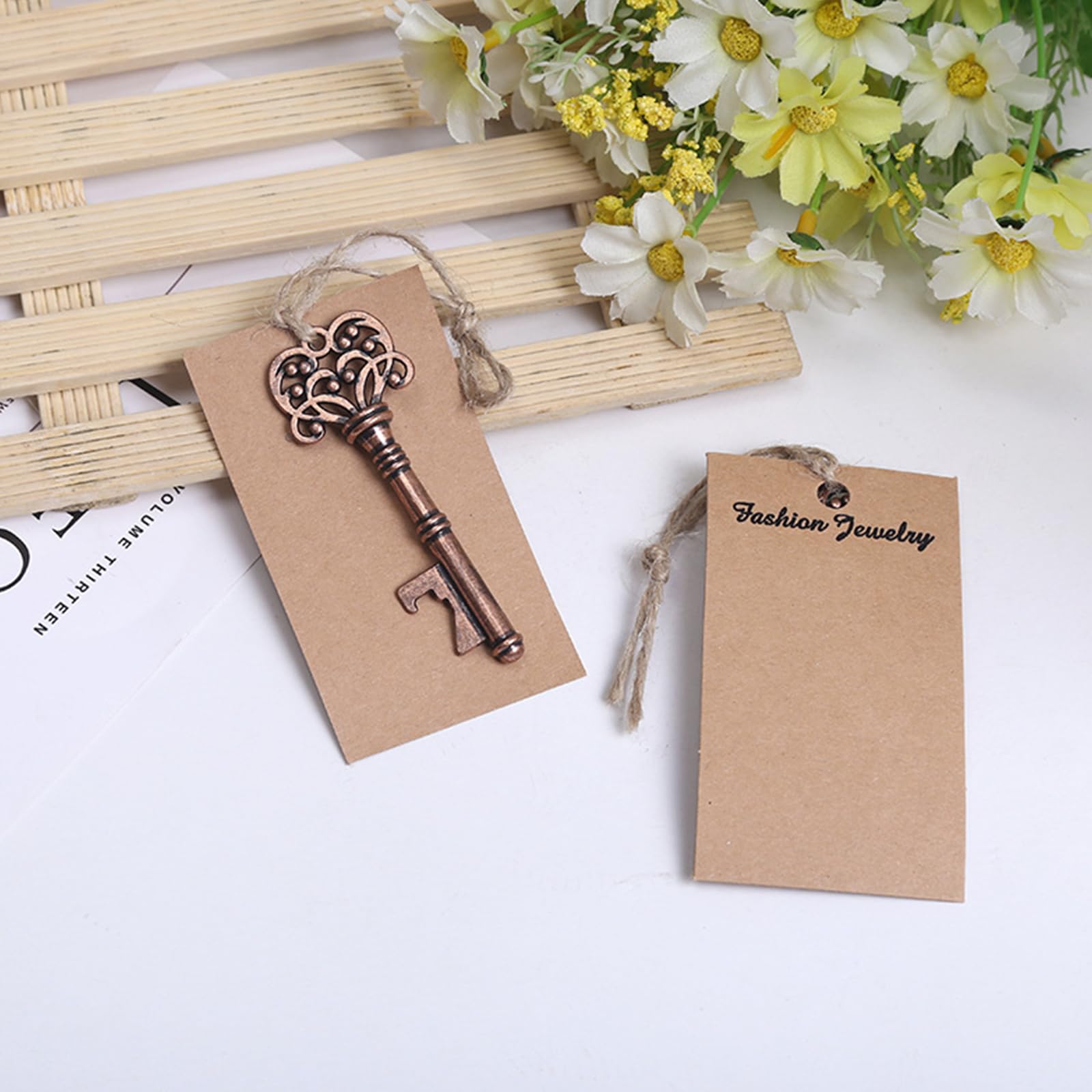 100 Etichette Regalo "Fatte A Mano Con Amore" In Cartone Kraft Giallo Con Corda Di Canapa - Per Candele, Bomboniere E Matrimoni