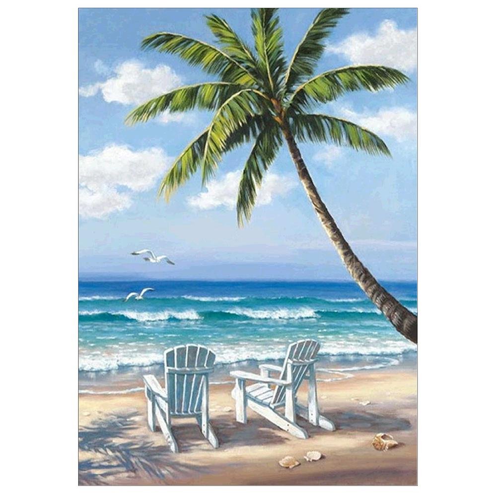 Globeagle 5D Seaside Coconut Trees Diamond Painting Embroidery DIY Cross Stitch Decor