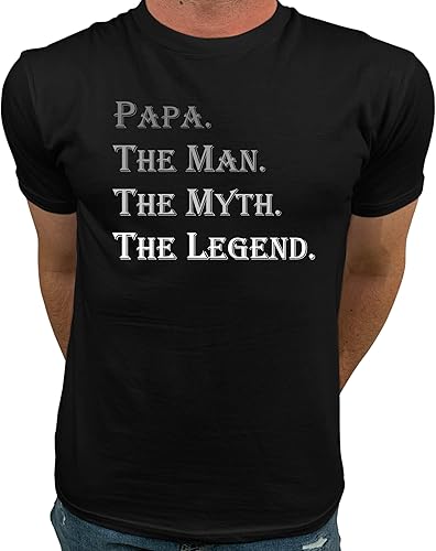 Market Trendz - Camiseta de manga corta con diseño con la leyenda Papa The Man The Myth The Legend