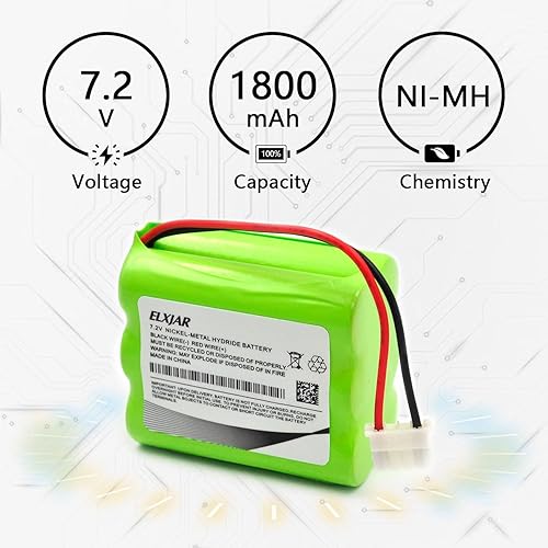 Miniatura 3 de Paquete de 2 baterías Ni-MH de 7.2 V 1800 mAh de repuesto para iRobot Braava 320, iRobot Braava 321, Mint 4200, Mint 4205, Robot limpiador de suelos