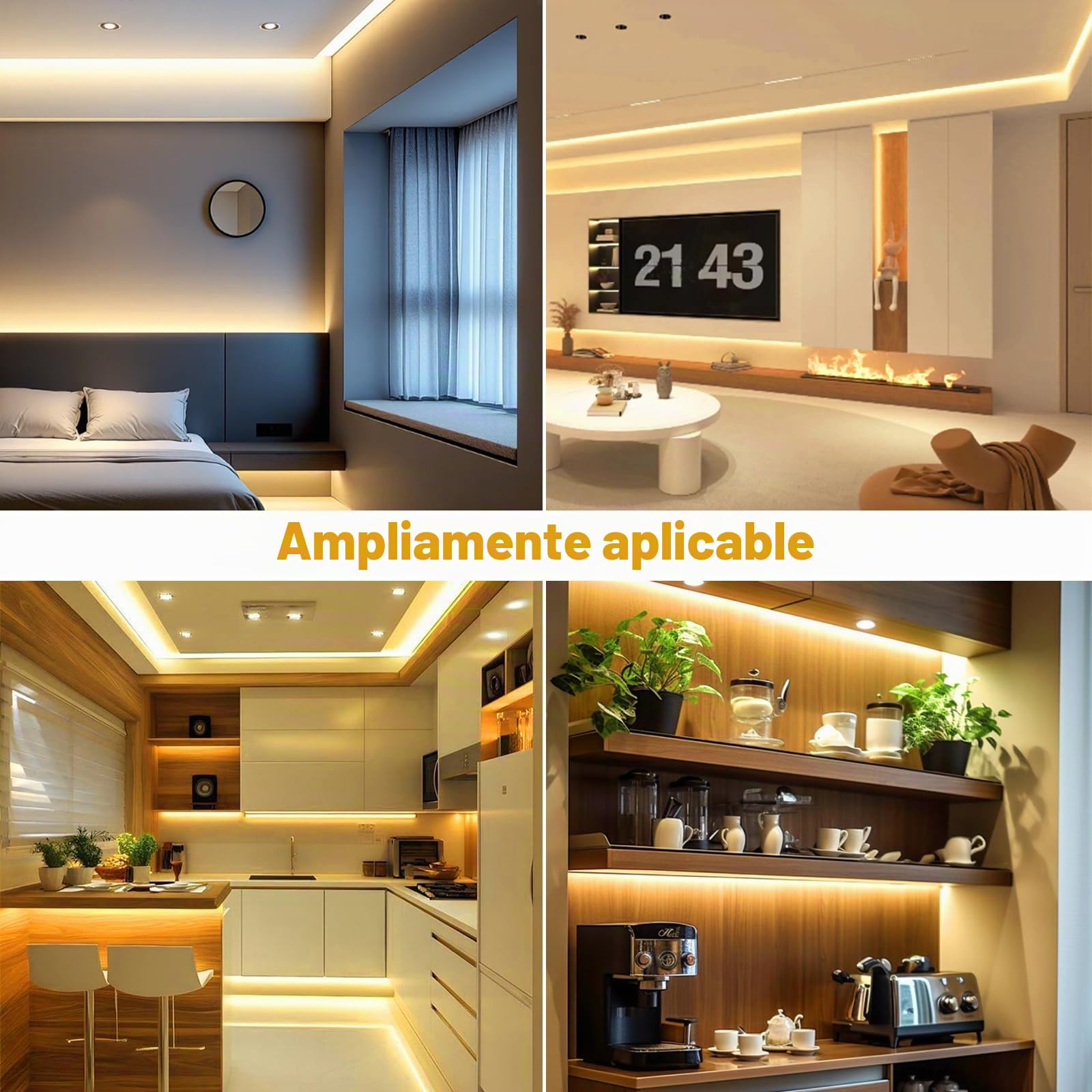 Tira LED Neón 10M Regulable 1200 LEDs Blanco Cálido 2700K 24V Luz Neón LED IP65 Impermeable Silicona Flexible para Dormitorio Cocina Bar Decoración Interior y Exterior