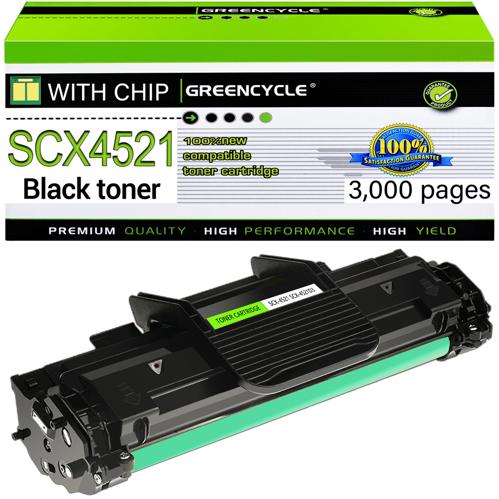 1 Pack Compatible Toner Cartridge Replacement for Samsung SCX4521 SCX-4521 SCX-4521D3 Use for SCX-4521 SCX-4521F SCX-4521FG SCX-4521FR SCX-4321 SCX-4321F Printer (Black)