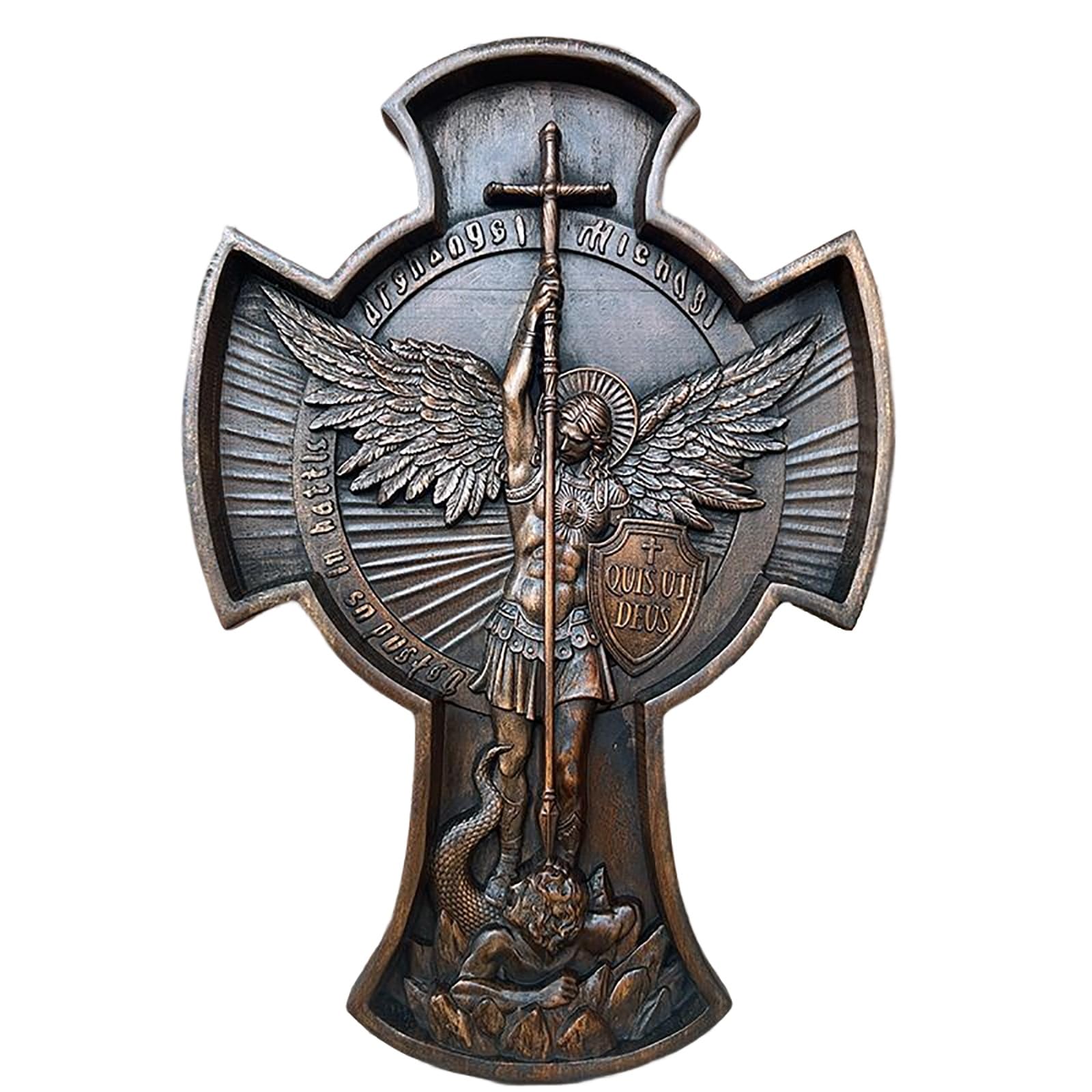 Cruz de madera tallada con versículos bíblicos de estilo vintage para pared 8