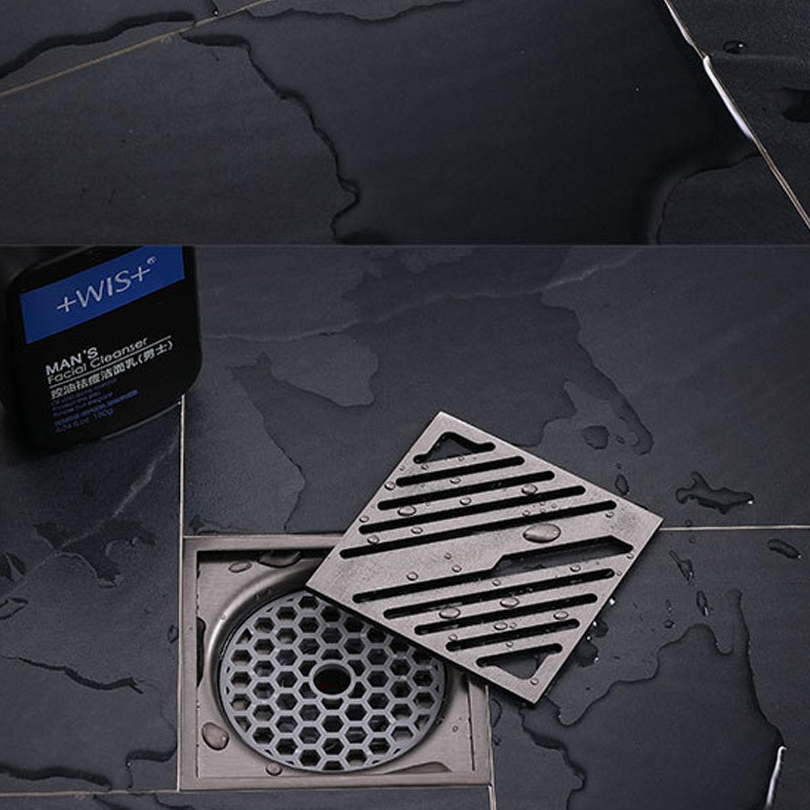 Drenaje De Piso Gris, Desagüe del Piso con Rejilla Y Filtrar, Anti-Olor Piso Desagüe Rejilla Residuos Filtro para Pelos, para Baño, Inodoro, Lavandería, Etc. Acero Inoxidable, 10 * 10 Cm