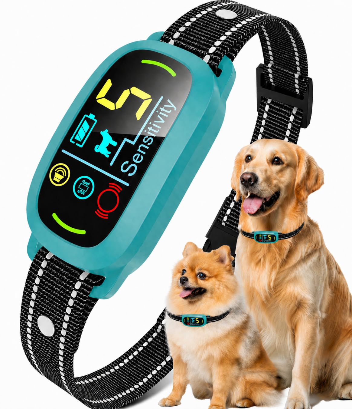 Bark Collar for Small Medium Large Dogs with 5 Training Modes, Teal