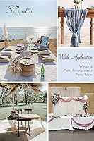 Vista 6 de Serwalin Camino de mesa de gasa de 13 x 35 pulgadas, camino de mesa de gasa para boda, recepción, despedida de soltera, baby shower, camino de mesa