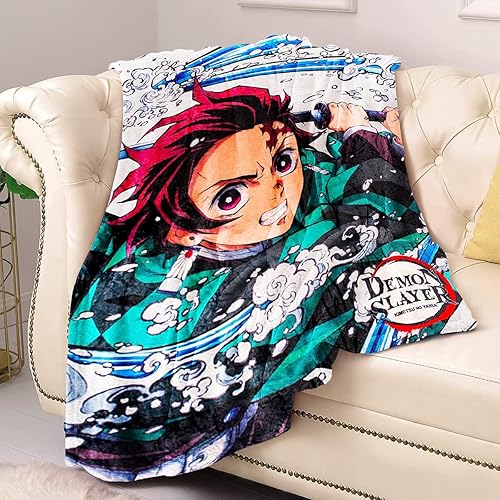 Miniatura 2 de JUST FUNKY Demon Slayer Tanjiro - Manta de forro polar  45 x 60 pulgadas  Con primera forma de respiración de agua