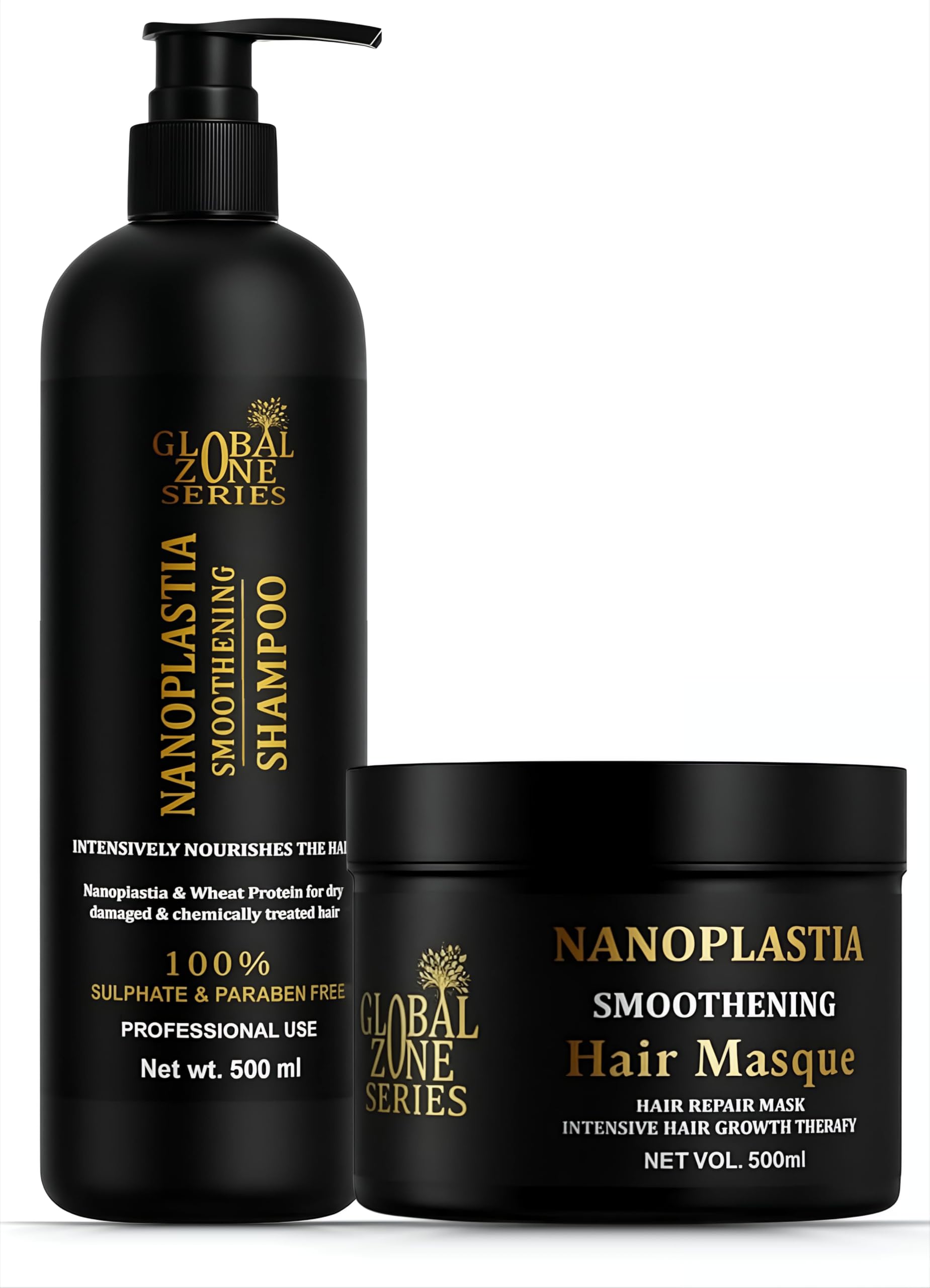 Global Zone Series Original Nanoplastia Hair Care Set, Smoothening Shampoo and Hair Masque, 500 ml Each, Sulphate and Paraben Free-image-42