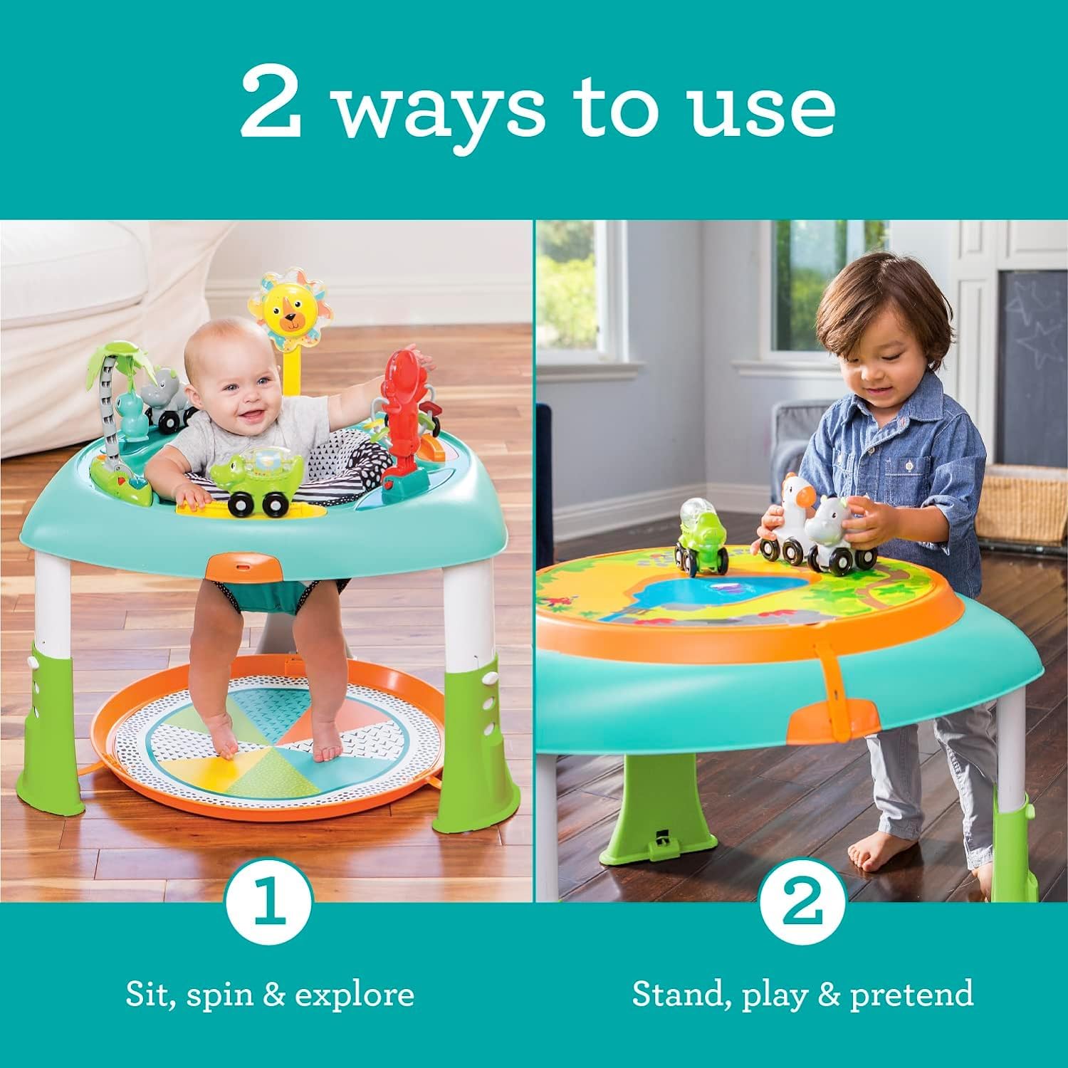 Infantino 2-in-1 Sit, Spin & Stand Entertainer & Activity Table for Kids