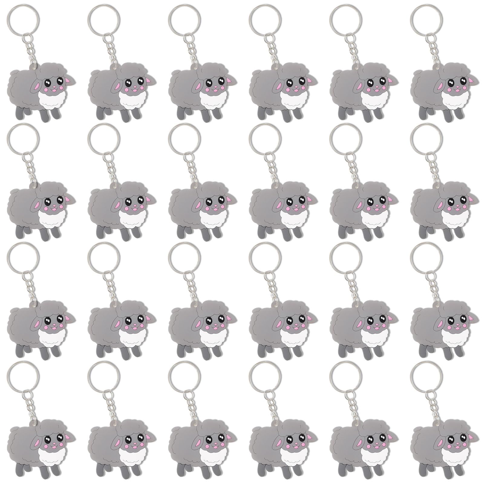 CiciBear 24 Pack Keychains Party Favors for Sheep Barnyard Farm Animals Party, Goodie Bag Stuffer, Kids Birthday, Carnival Rewards