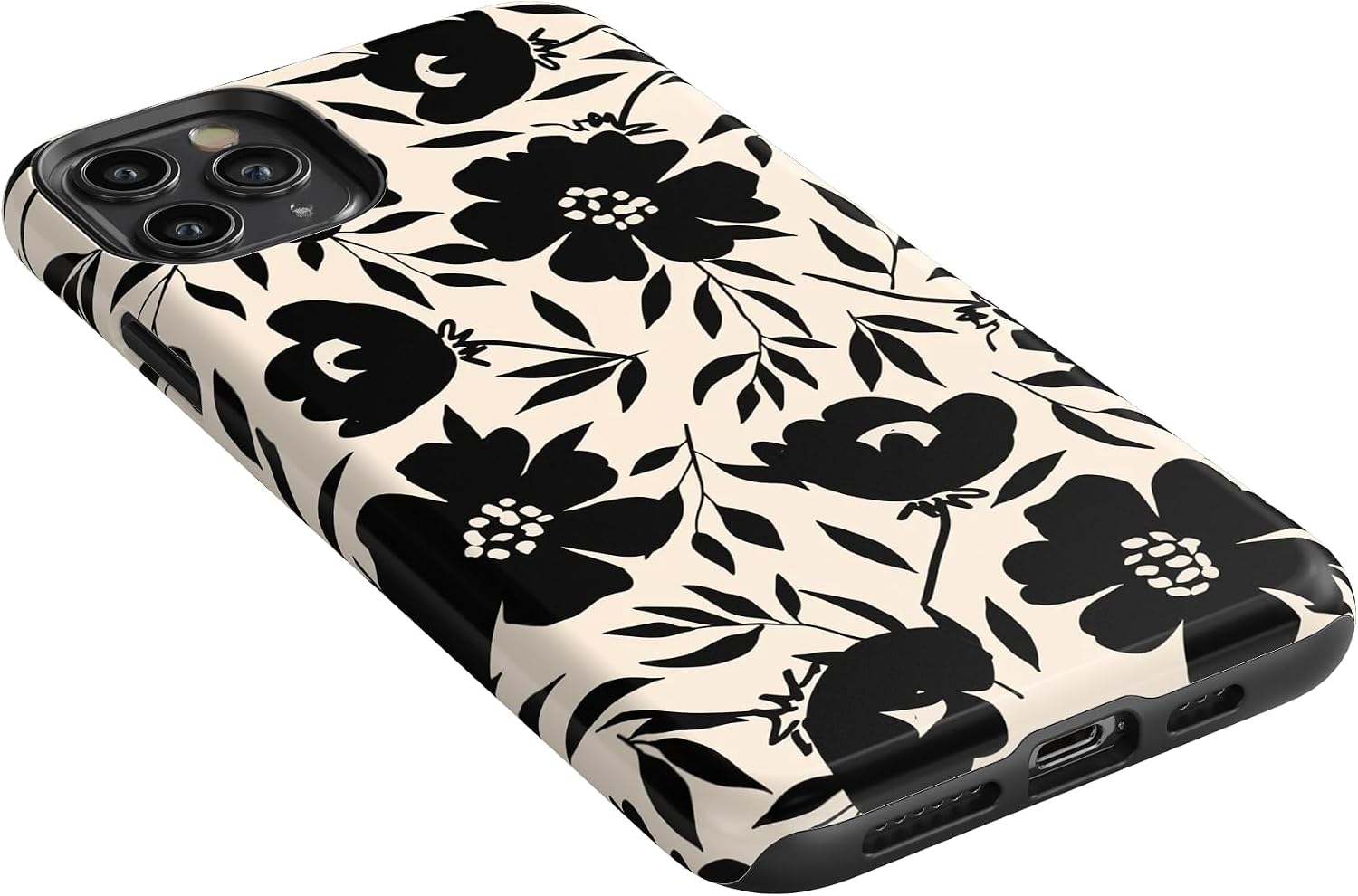 Casely iPhone 11 Pro Max Case | Dark Fantasy | Contrast Floral | Essential Slim Dual-Layer Protective Design