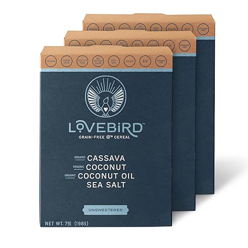 Lovebird Paquete de 3 cereales sin azúcar sin gluten cereales orgánicos sin cereales sin lácteos sin azúcar sin refinado bocadillos saludables para