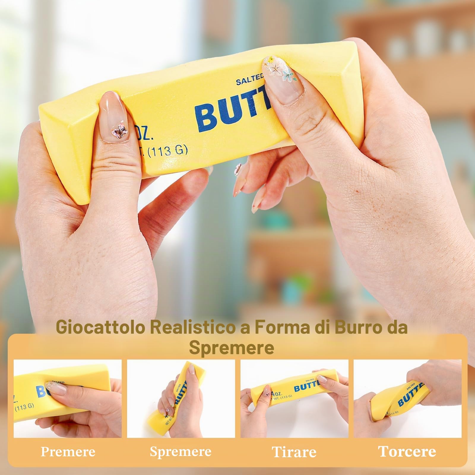 3 Pezzi Butter Squishy,Giocattolo Burro Spremere, Bastoncino Burro Morbido in PU a Lenta Crescita Giocattoli,Morbidi Squishy Antistress,Pallina Antistress,Giocattolo Antistress per Bambini, Adulti