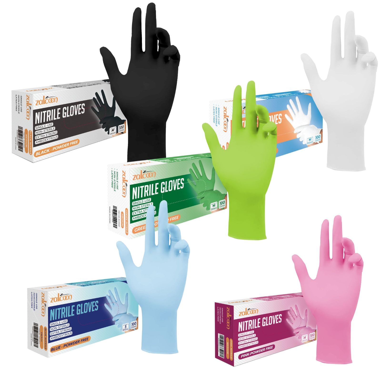 Nitrile Exam gloves disposable latex free Powder Free Chemical Resistance Disposable Gloves for Medical Exam, Home, Cleaning, Food Prep, Food safe and Non-Sterile (5 Pack x 100 Pieces)