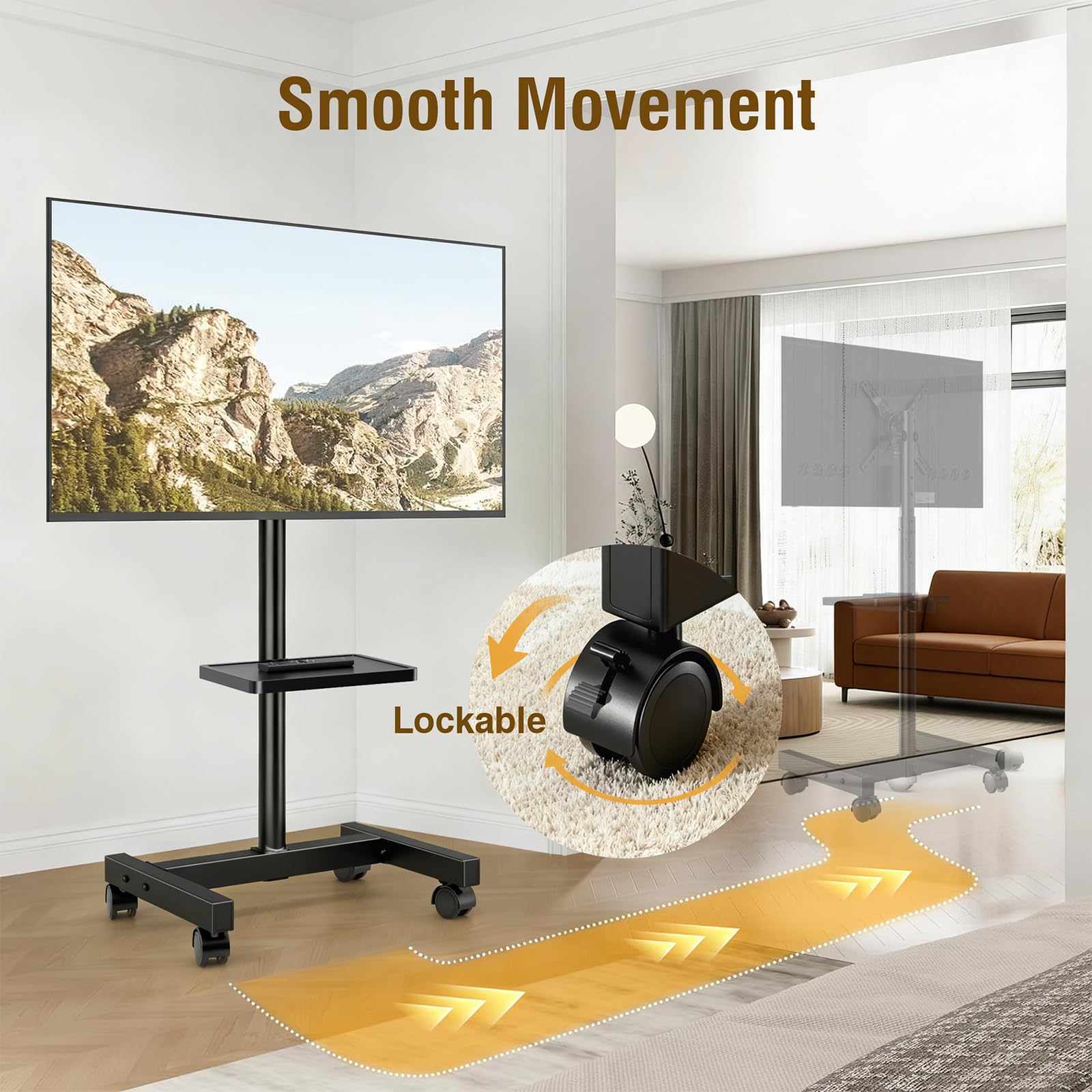 AX WABER Mobiler TV-Ständer 19-50" für LCD/LED-Flachbild- & Curved-TVs