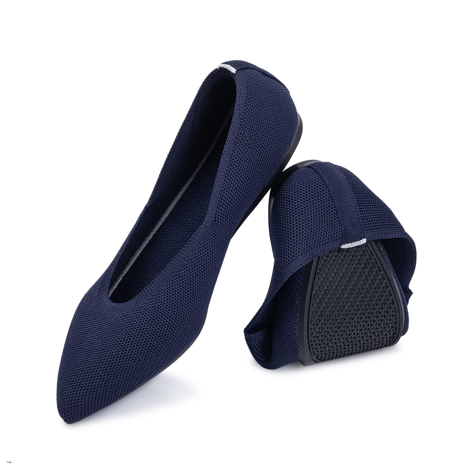 Frank Mully Frauen Spitze Zehe Ballett flach Strickkleid Schuhe Low Wedge Flache Schuhe Komfort Slip On Flats Schuhe für Frau Klassische Schuhe