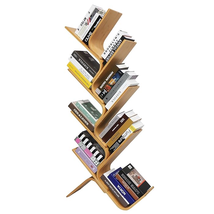 Buy Tree Bookshelf,8Shelf Tree Bookcase Wood Bookshelves Floor