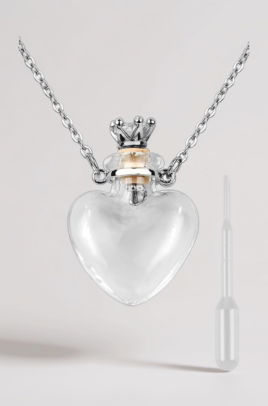DS. DISTINCTIVE STYLE Vial Necklace Heart Shaped Perfume Bottle Pendant Blood Vial Necklace for Liquid Memorial Jewelry for Ashes Glass Keepsake Urn Necklace for Women