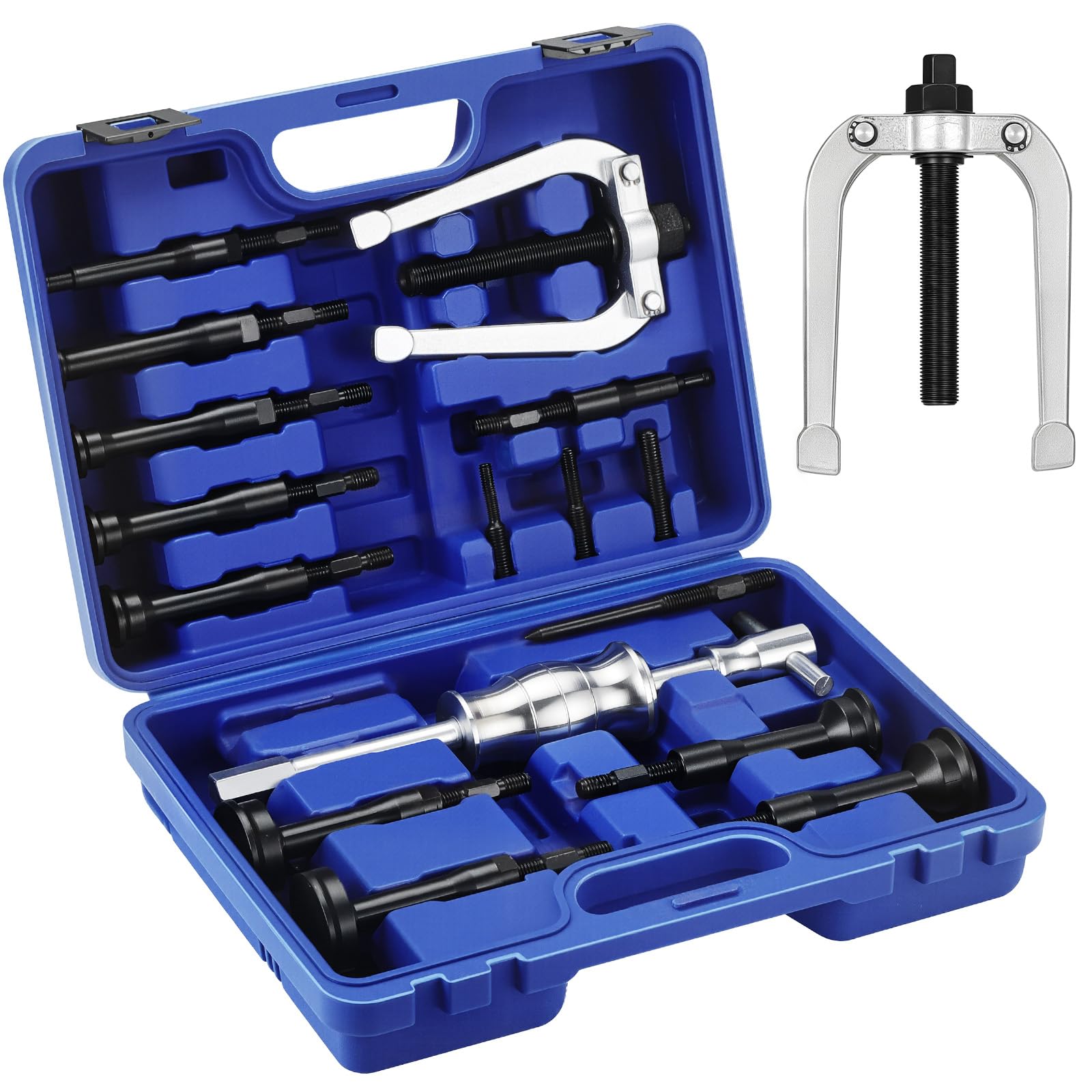 Juego de 16 extractores de rodamientos de boquilla de agujero ciego, juego de extractor de rodamientos interiores, juego de herramientas de extracción de rodamientos ciegos interiores con