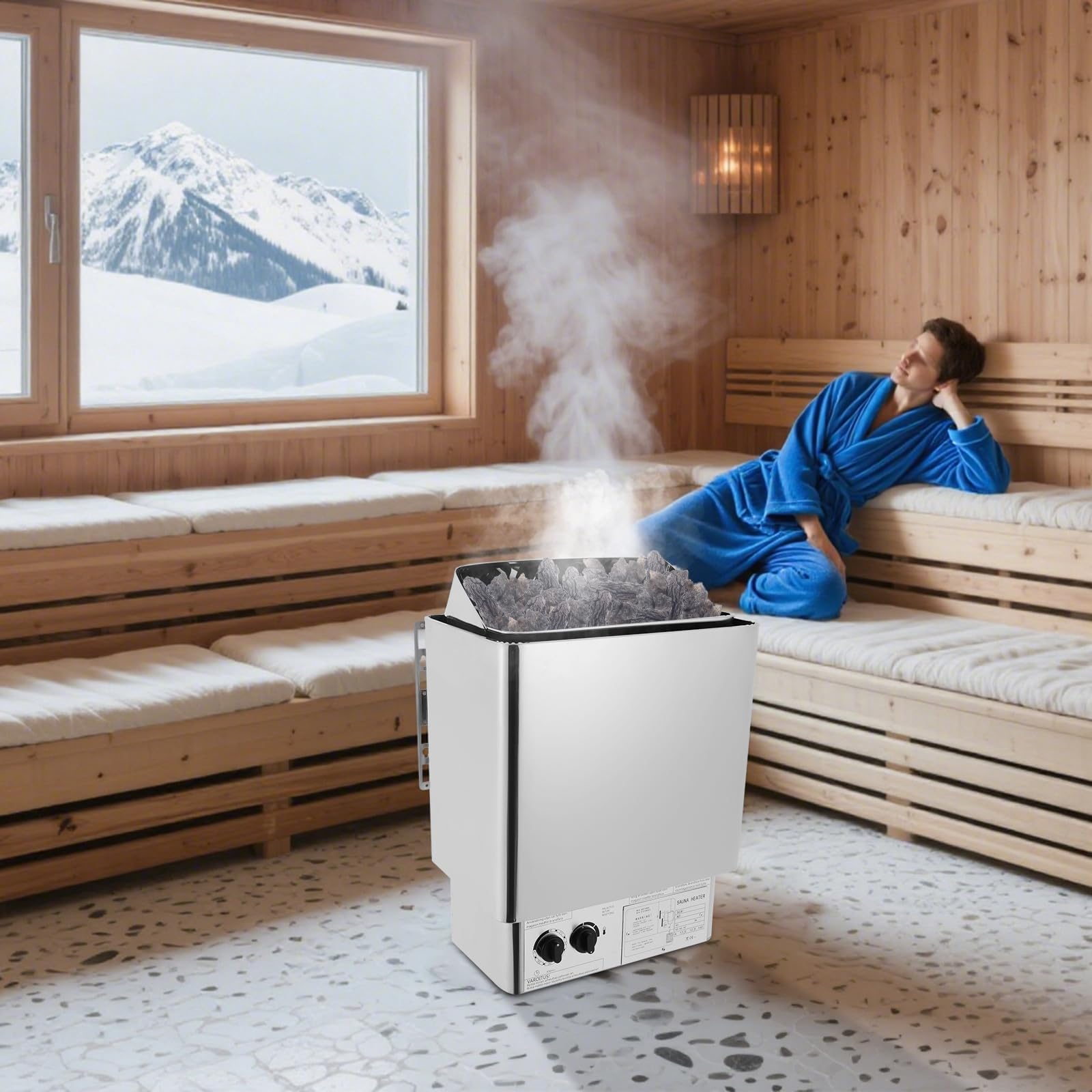 Four de sauna électrique 9 kW 110 °C 9 m³ montage mural